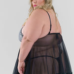 RHINESTONE BABYDOLL SET plus-size - AMOUR781