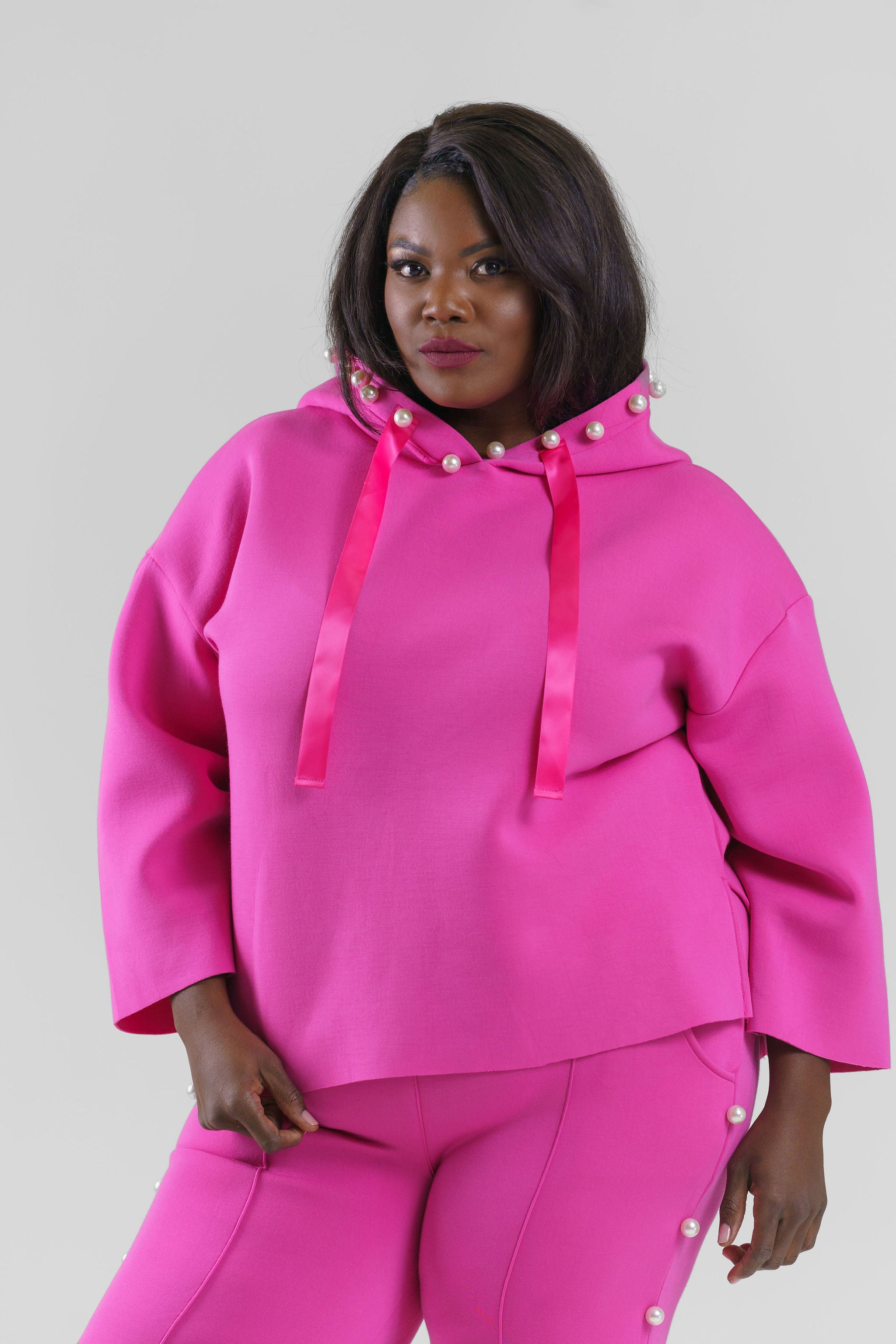 FRANCINE FRENCH SCUBA PEARL HOODIE plus-size - AMOUR781