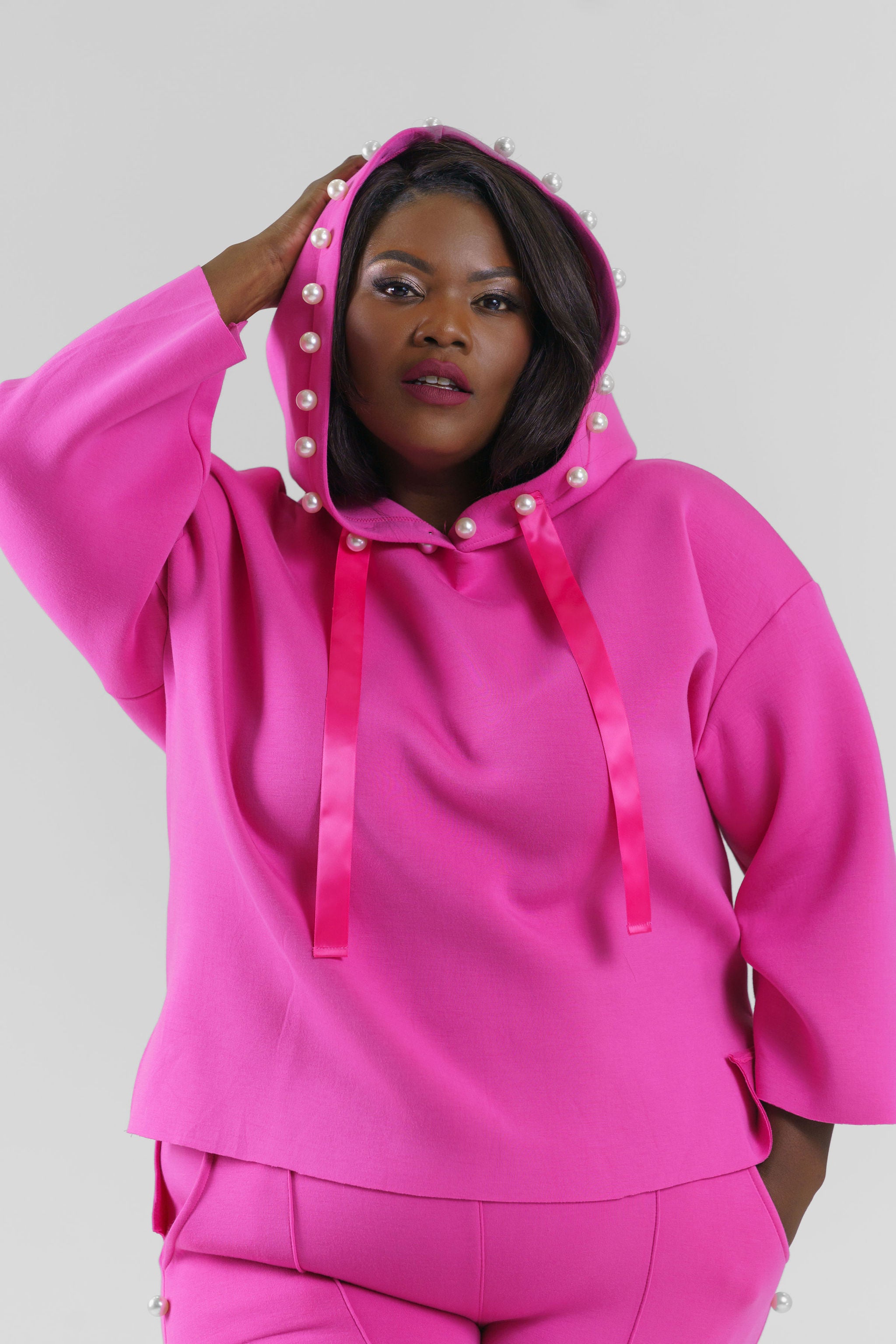 FRANCINE FRENCH SCUBA PEARL HOODIE plus-size - AMOUR781