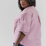 Plus size, pearl top is elevated take on an everyday cotton top