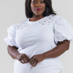 RUNA POINTE KNIT TOP WITH DIAMOND STUDS plus-size - AMOUR781
