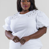 RUNA POINTE KNIT TOP WITH DIAMOND STUDS plus-size - AMOUR781
