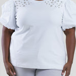 RUNA POINTE KNIT TOP WITH DIAMOND STUDS plus-size - AMOUR781