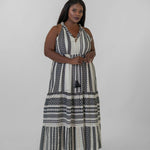 GRECIAN BLACK & CREAM DRESS plus-size - AMOUR781