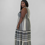 GRECIAN BLACK & CREAM DRESS plus-size - AMOUR781