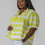 LIME SHORT SLEEVE TIE TOP - AMOUR781