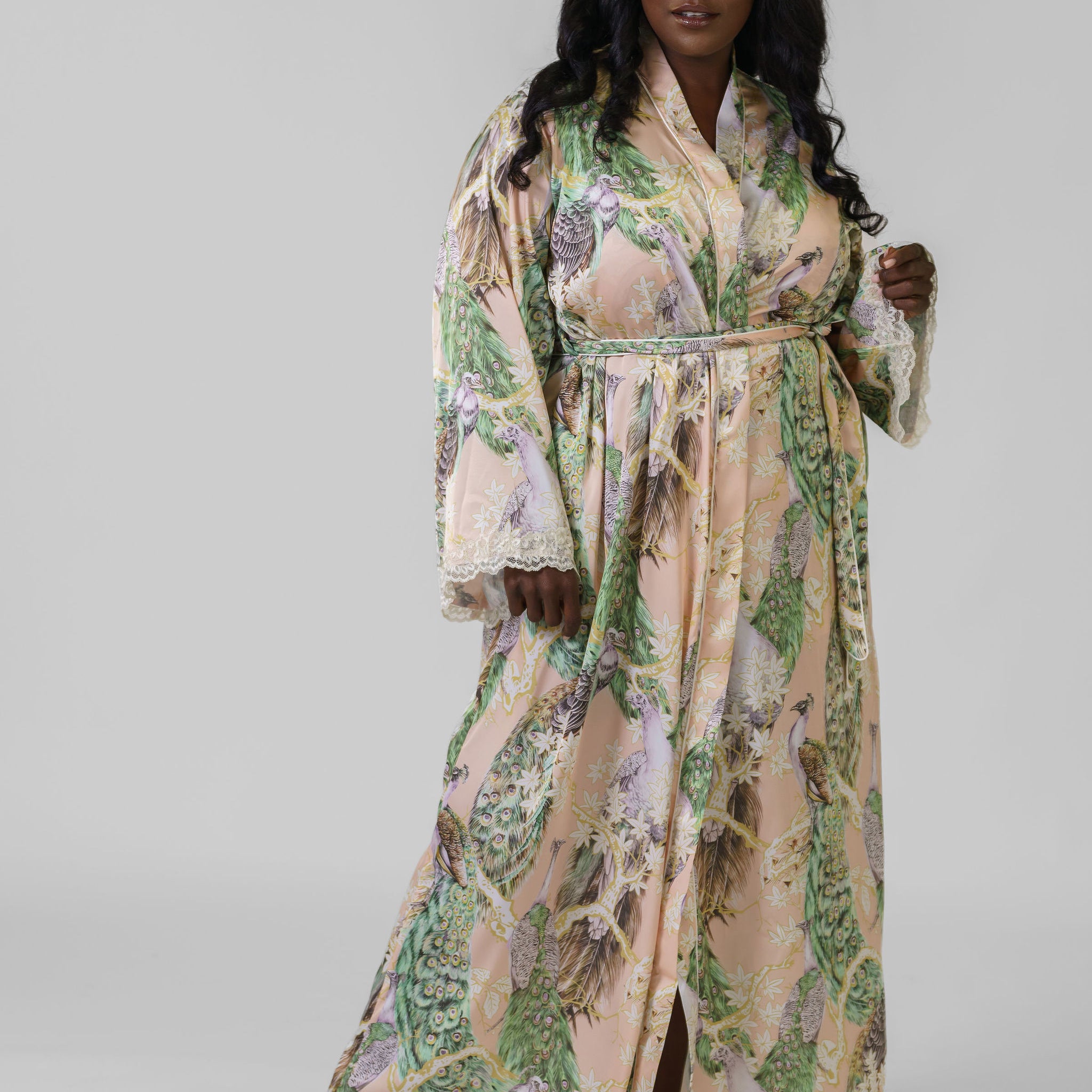 EMBROIDERED FLORAL MAXI ROBE - AMOUR781