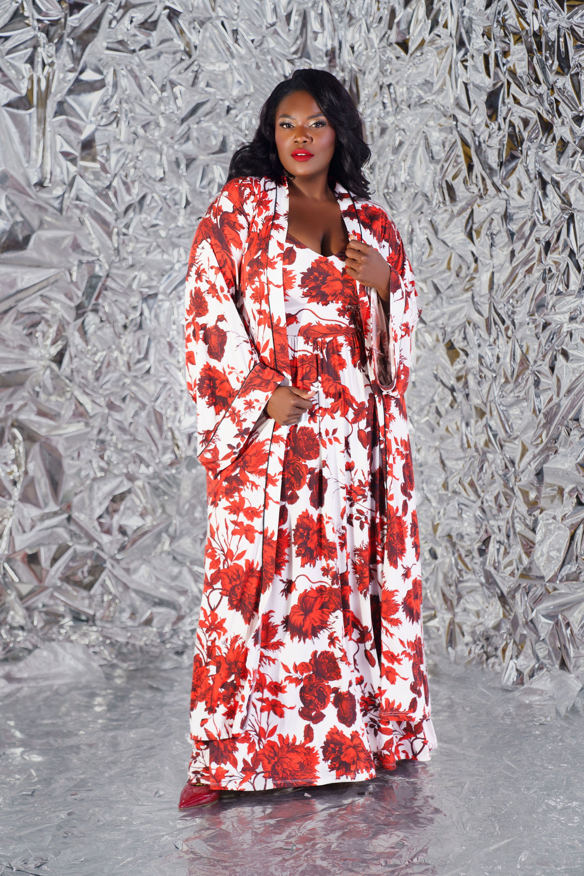 MAXI ROBE CHIPPENDALE FLORAL plus-size - AMOUR781