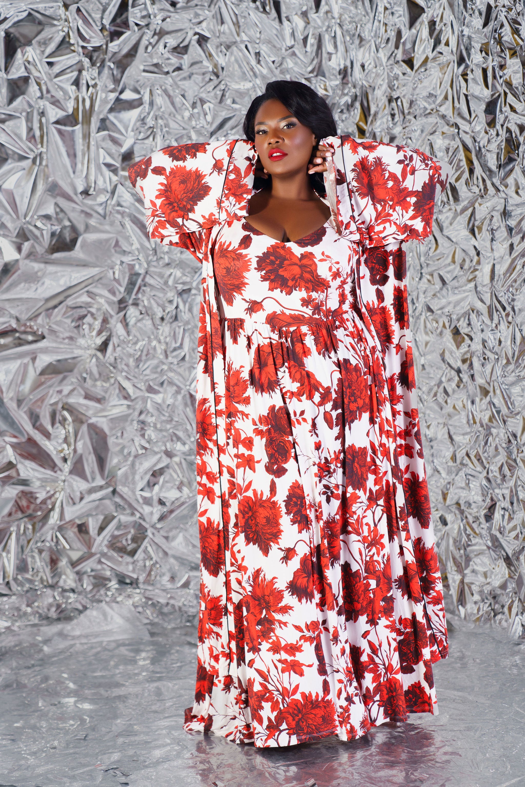 MAXI ROBE CHIPPENDALE FLORAL plus-size - AMOUR781