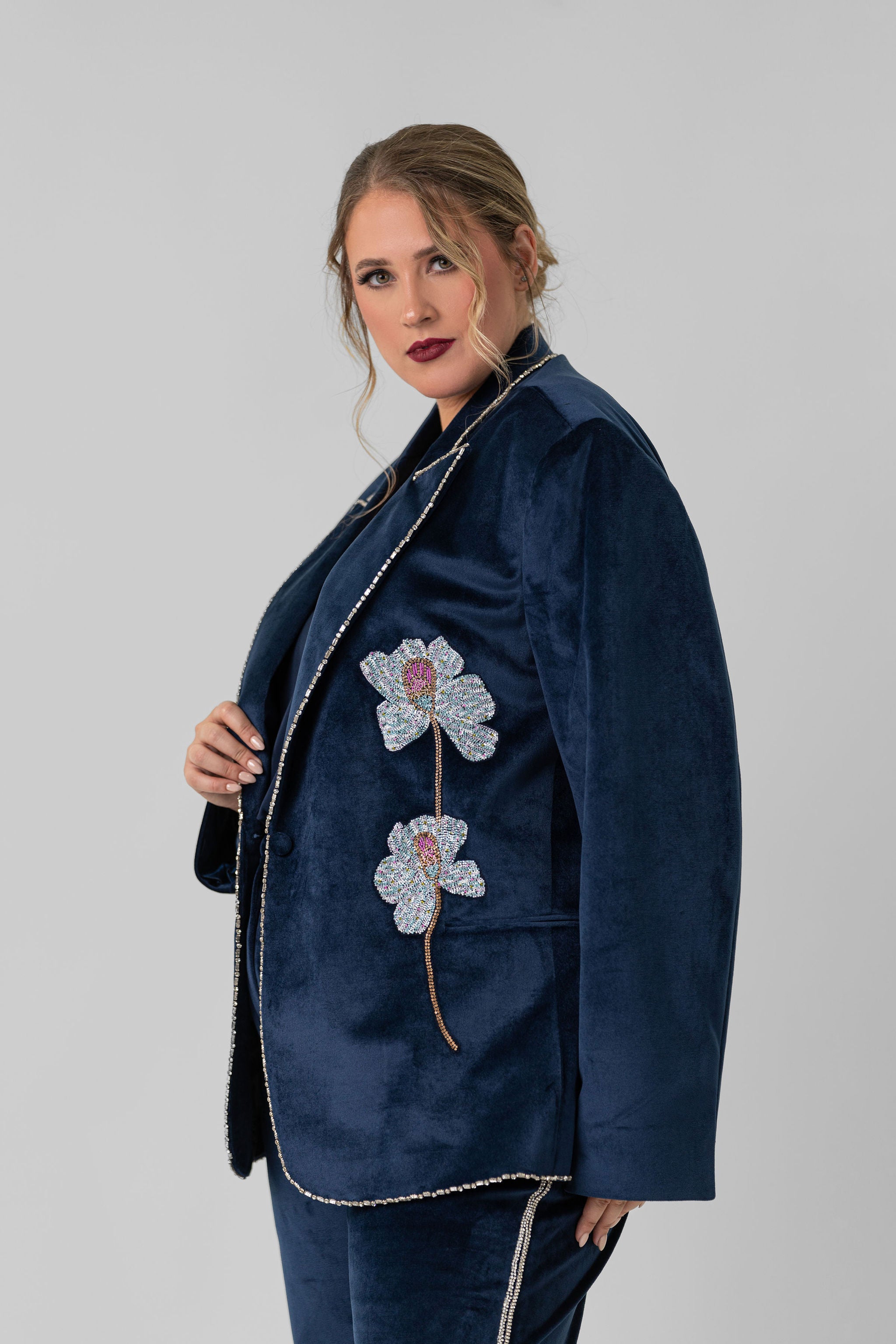 BLUE VELVET JACKET plus-size - AMOUR781