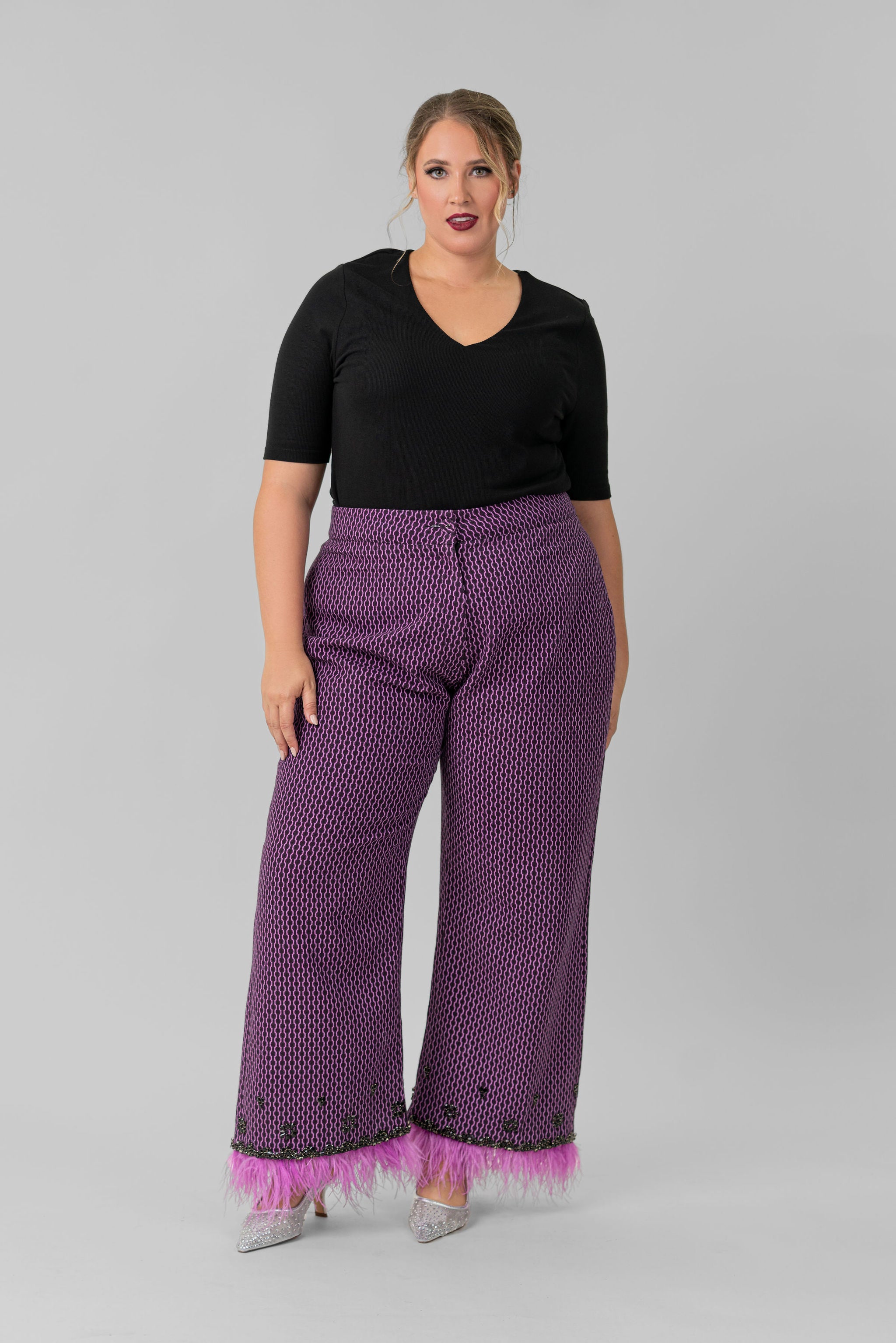 ROXANA COTTON JACQUARD PANTS plus-size - AMOUR781