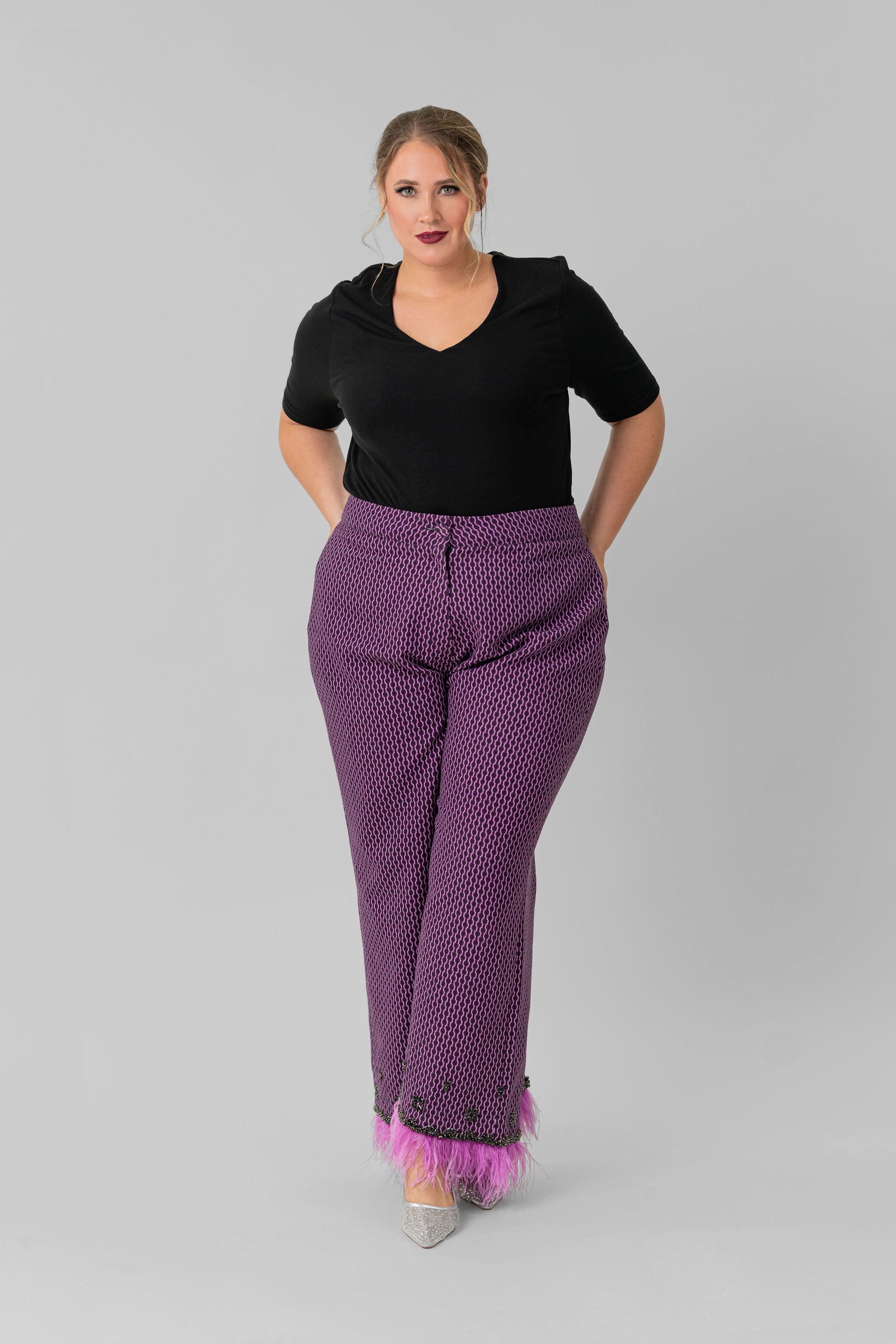 ROXANA COTTON JACQUARD PANTS plus-size - AMOUR781