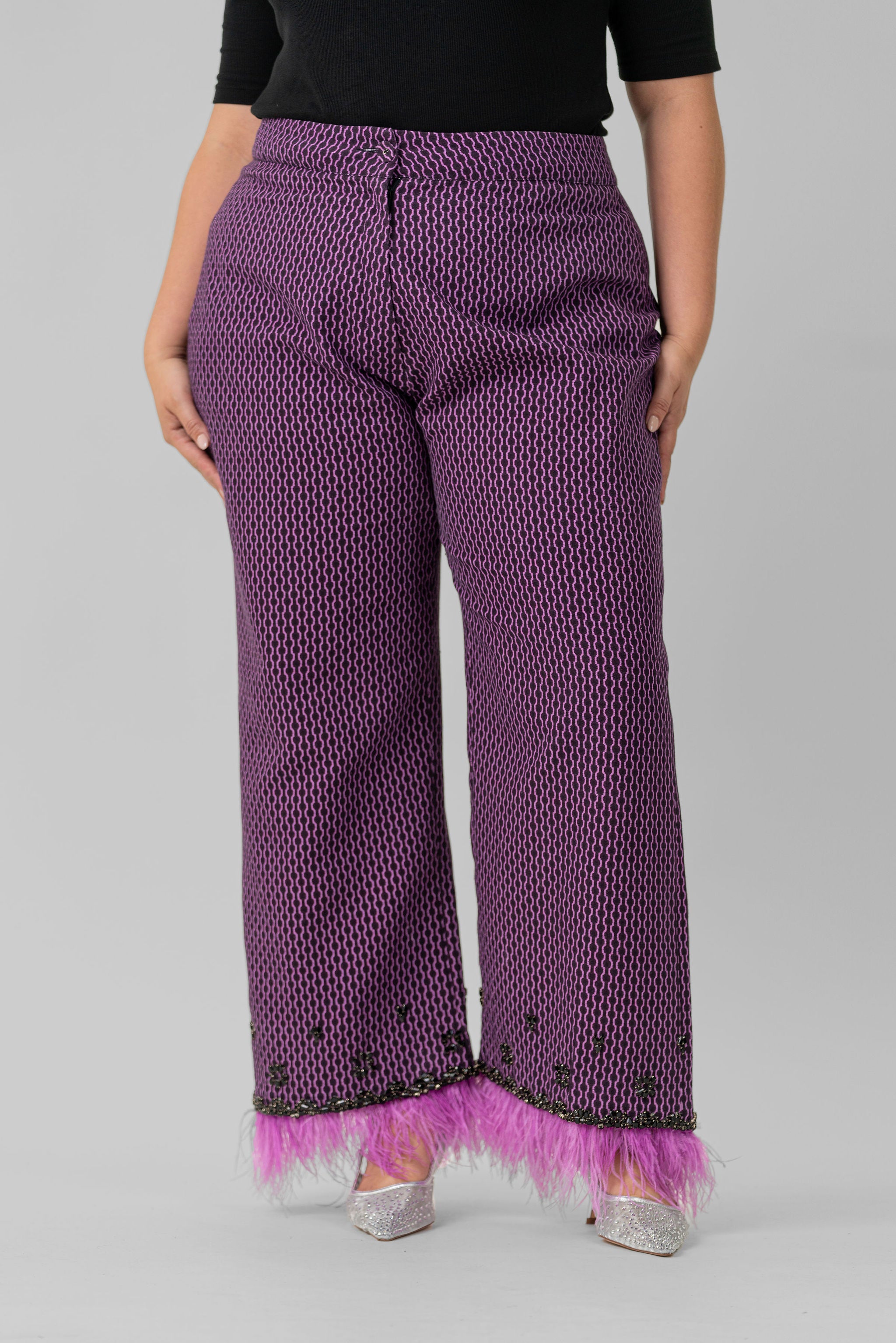 ROXANA COTTON JACQUARD PANTS plus-size - AMOUR781