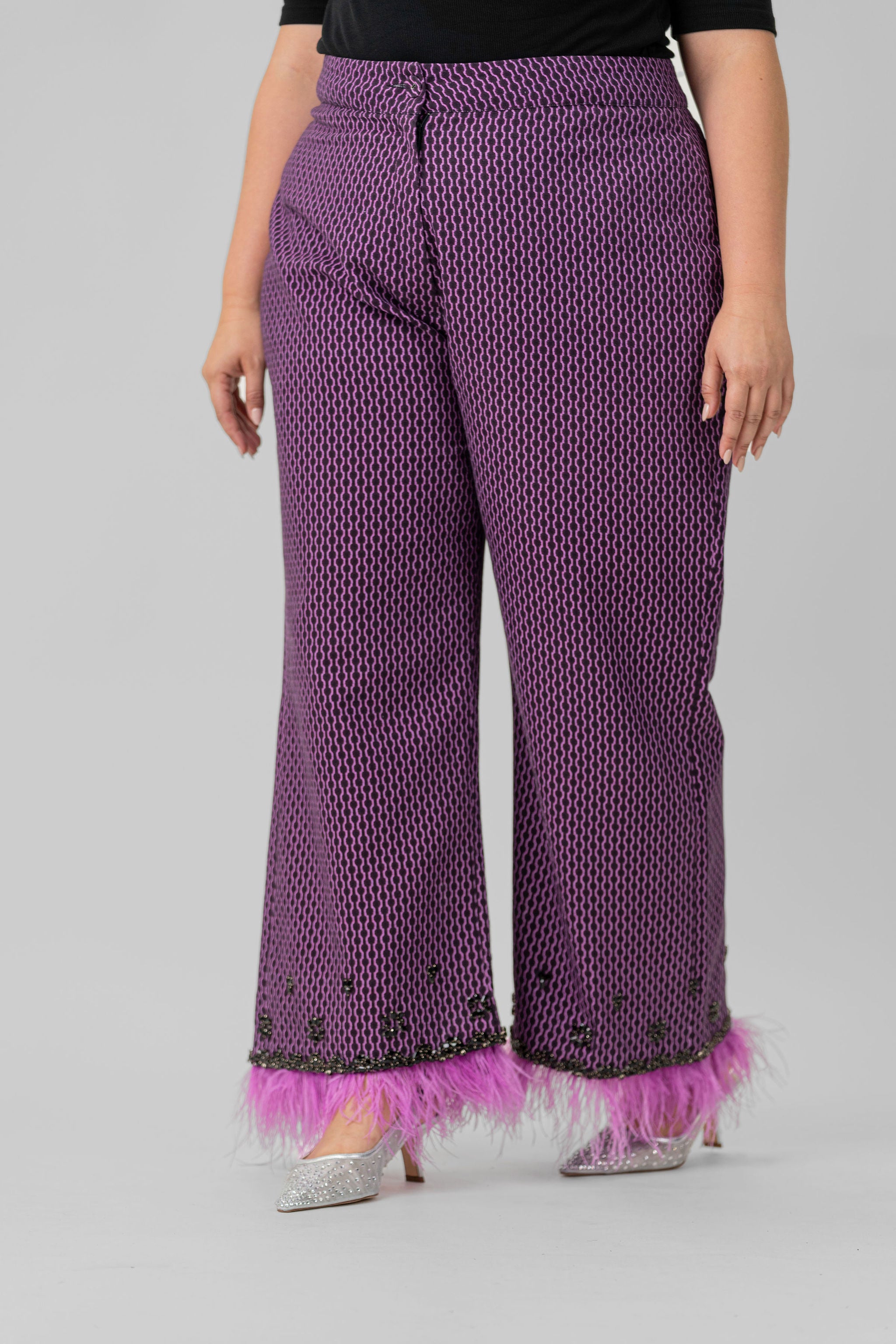 ROXANA COTTON JACQUARD PANTS plus-size - AMOUR781