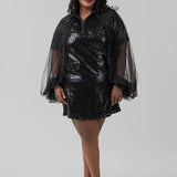 SEQUIN GEORGETTE DRESS plus-size - AMOUR781