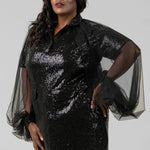 SEQUIN GEORGETTE DRESS plus-size - AMOUR781