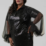 SEQUIN GEORGETTE DRESS plus-size - AMOUR781