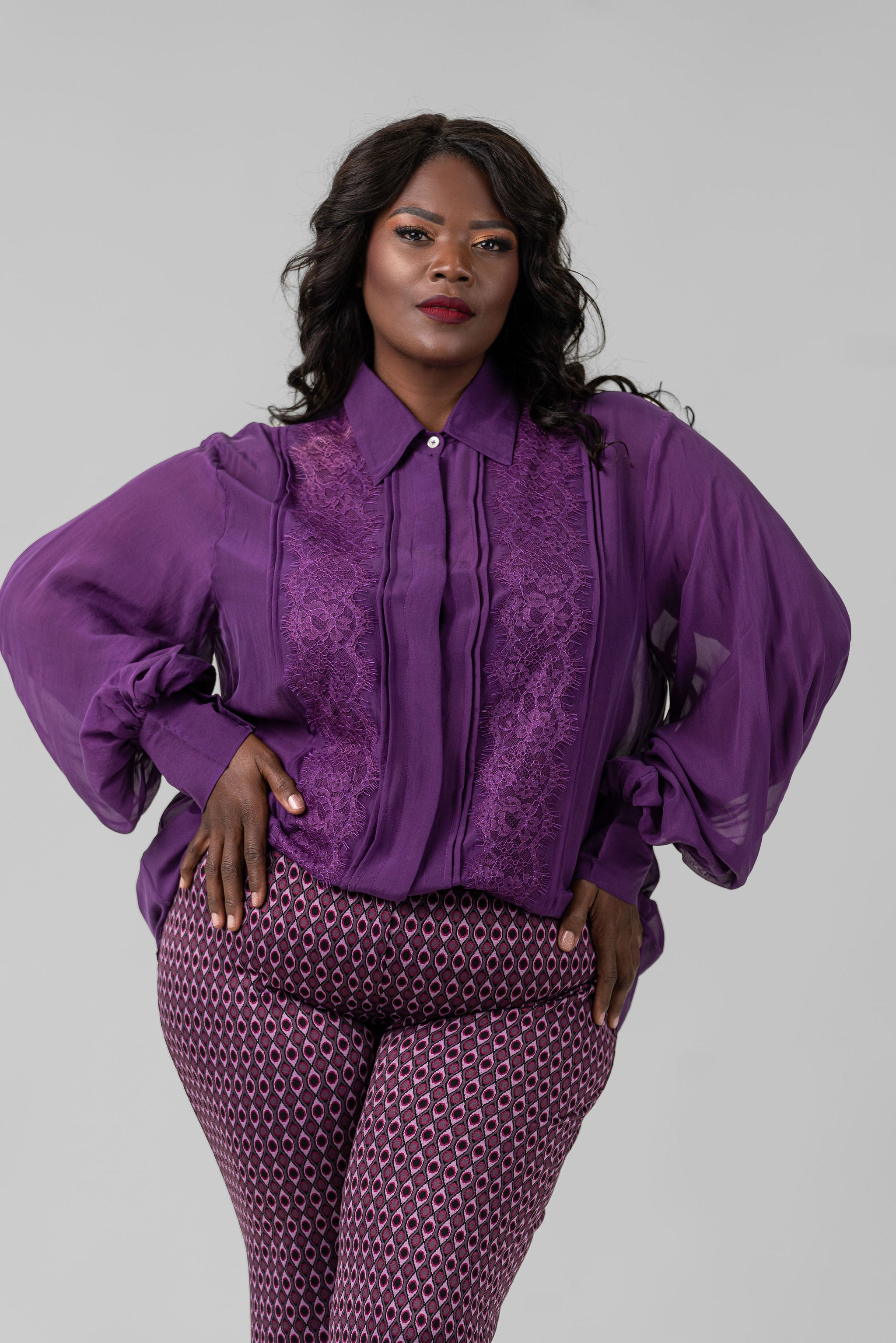 SILK CHIFFON BLOUSE plus-size - AMOUR781