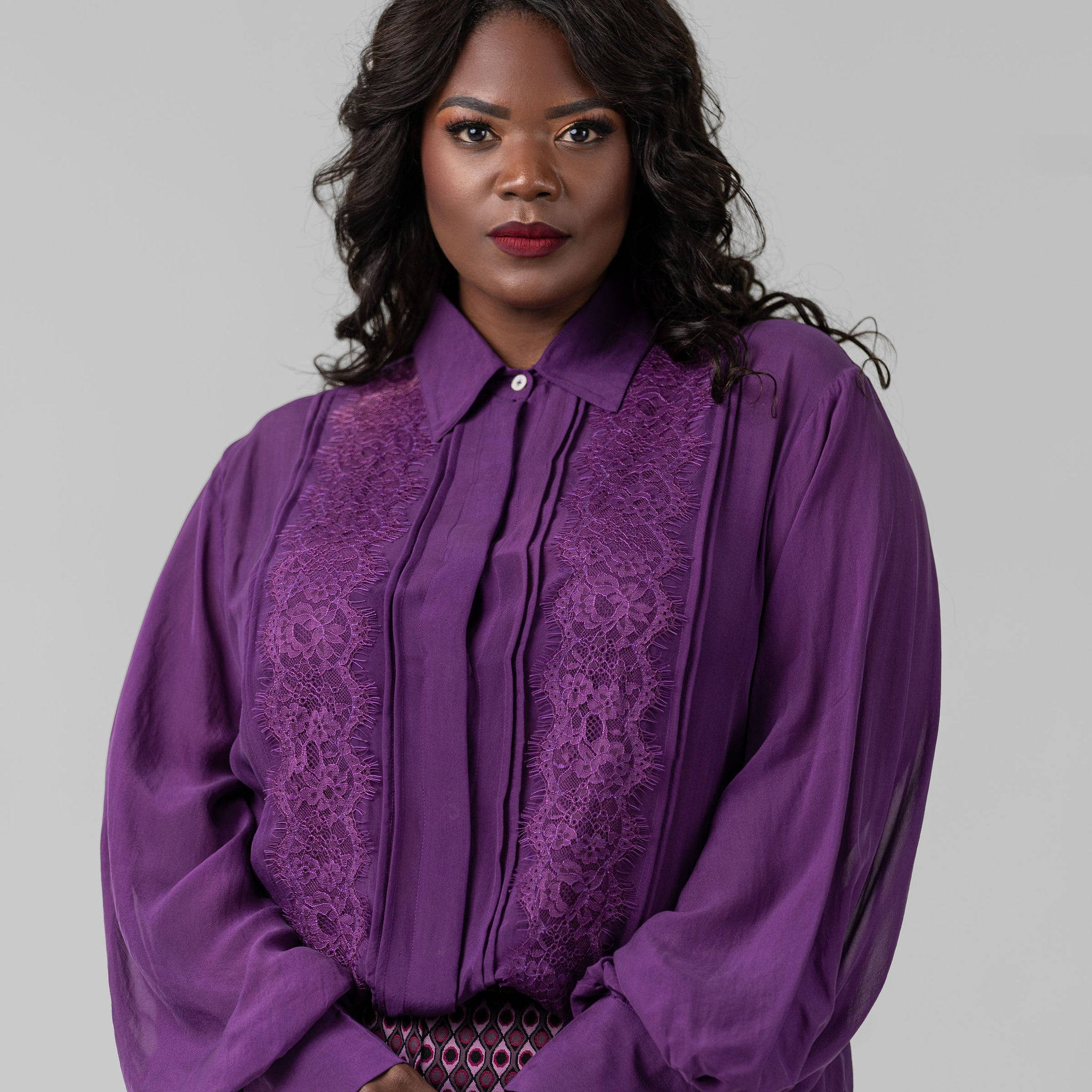 SILK CHIFFON BLOUSE plus-size - AMOUR781