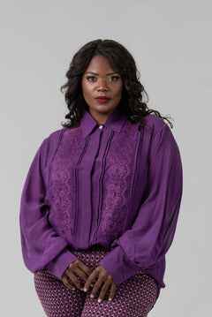 SILK CHIFFON BLOUSE plus-size - AMOUR781