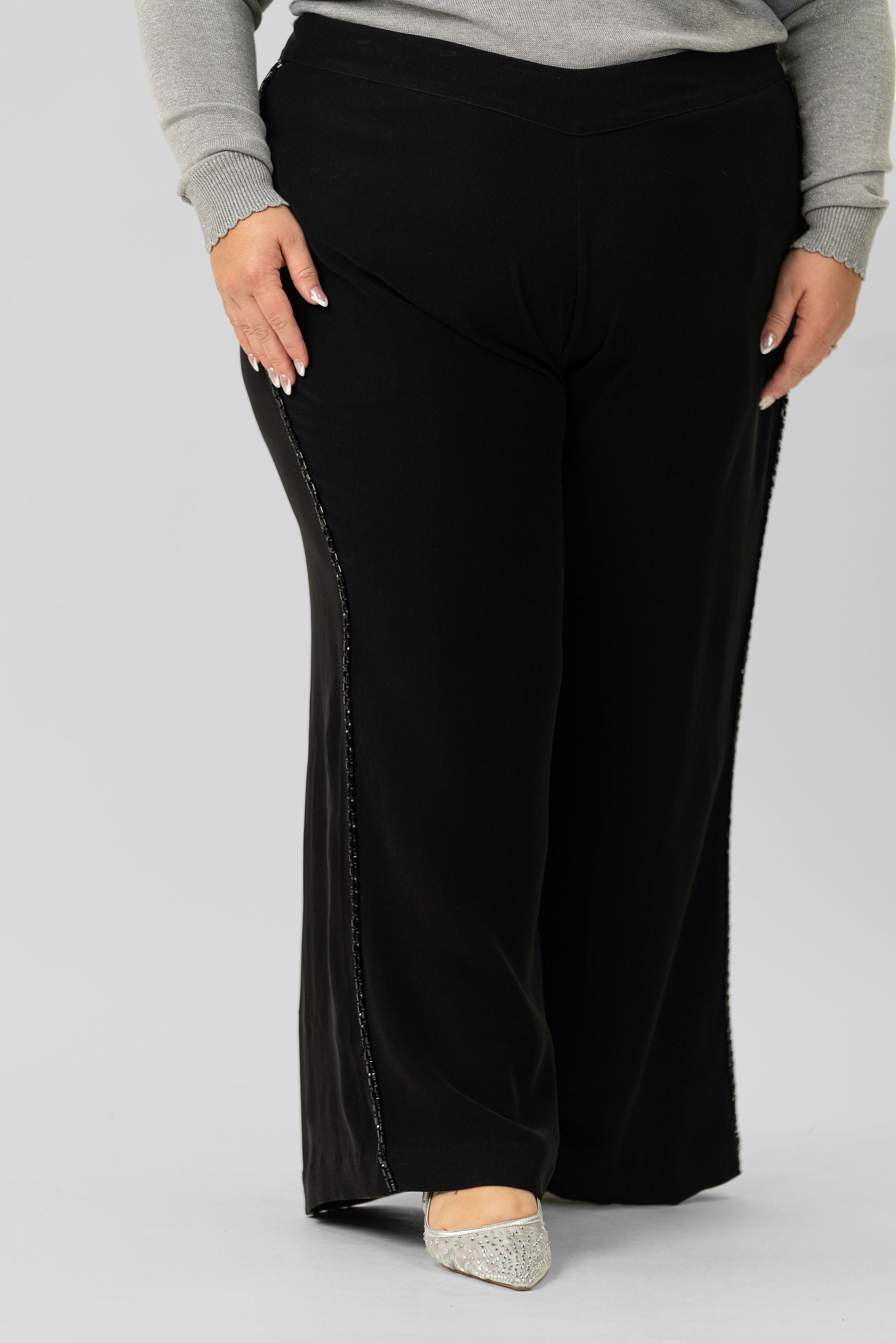 WIDE LEG SEQUIN STRIPE PANT plus-size - AMOUR781