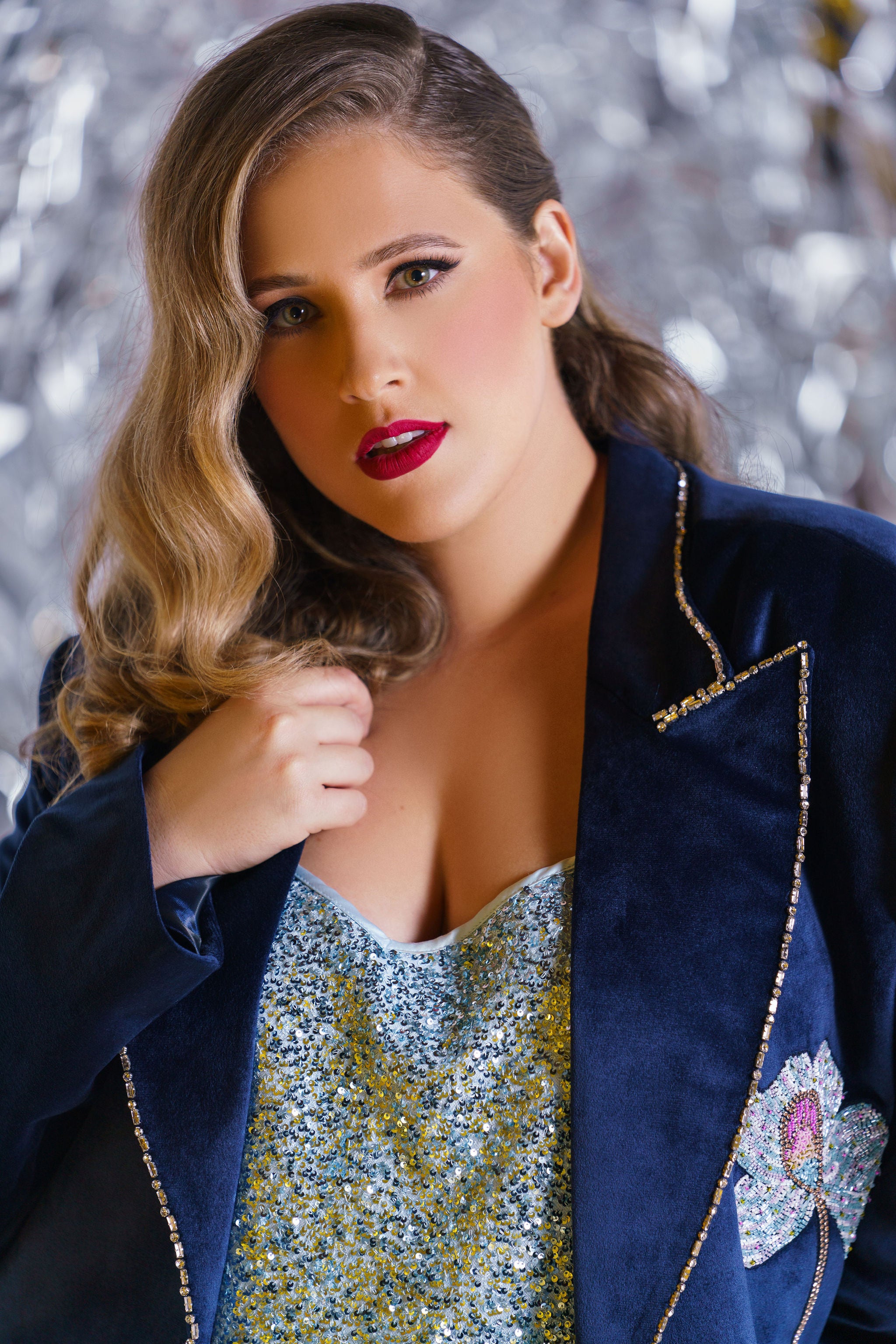 BLUE VELVET JACKET plus-size - AMOUR781