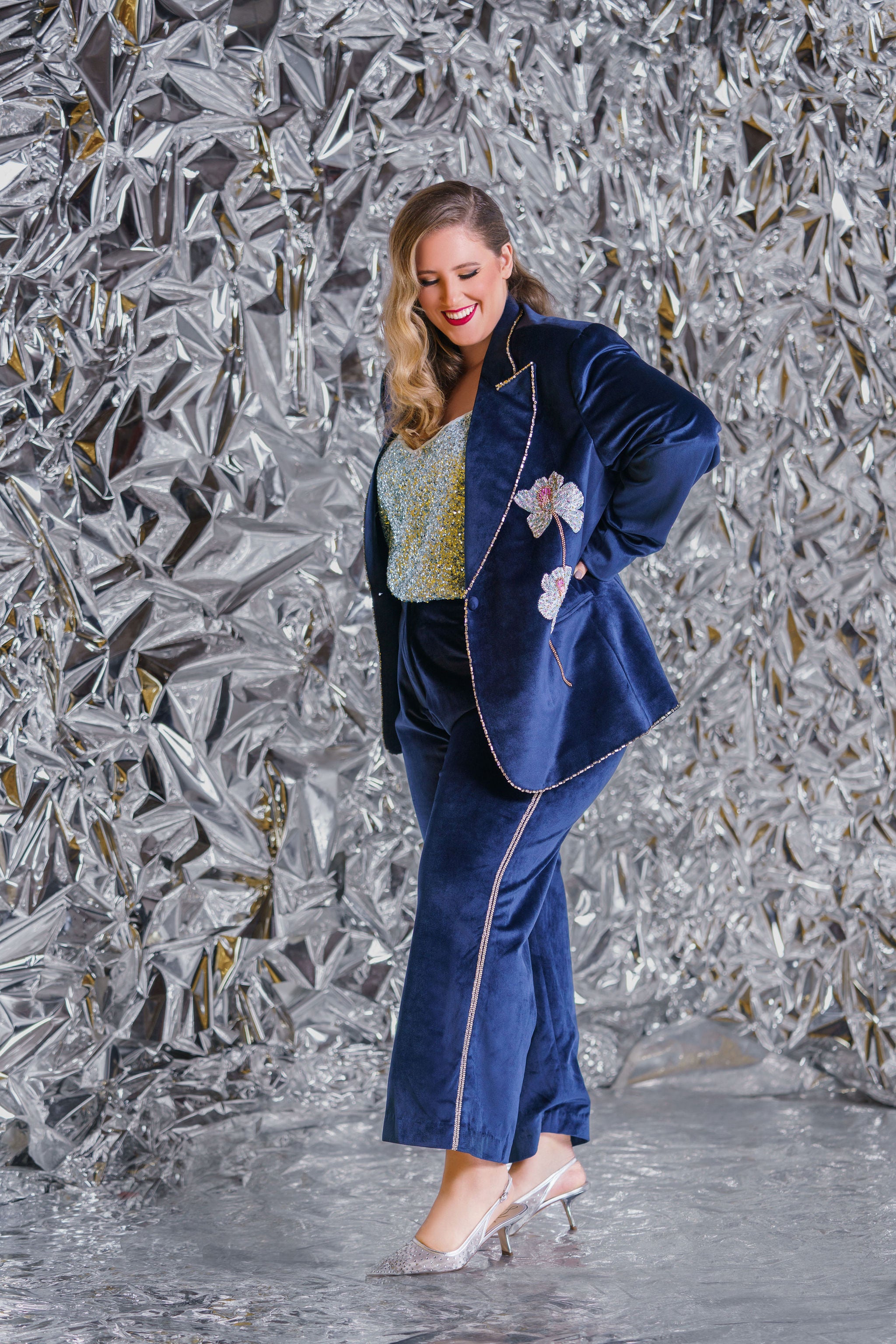 BLUE VELVET PANTS plus-size - AMOUR781
