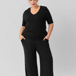 DOUBLE LAYER V-NECK RIB KNIT TOP plus-size - AMOUR781