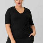 DOUBLE LAYER V-NECK RIB KNIT TOP plus-size - AMOUR781