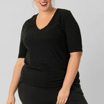 DOUBLE LAYER V-NECK RIB KNIT TOP plus-size - AMOUR781