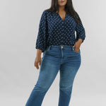 HANNAH CROP FLARE WITH CURVED FRAY HEM plus-size - AMOUR781