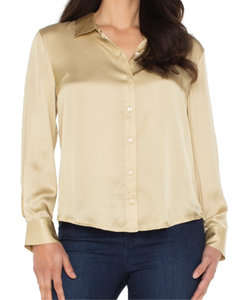 LONG SLEEVE BUTTON FRONT WOVEN SHIRT plus-size - AMOUR781