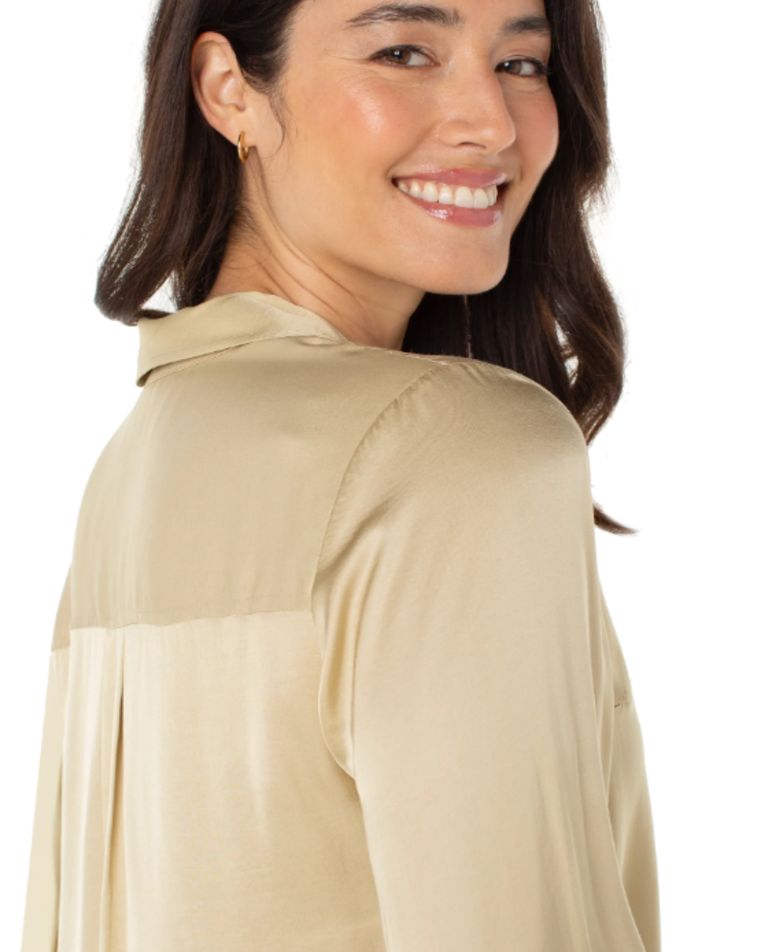 LONG SLEEVE BUTTON FRONT WOVEN SHIRT plus-size - AMOUR781