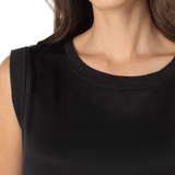 SLEEVELESS WOVEN TO KNIT TOP plus-size - AMOUR781