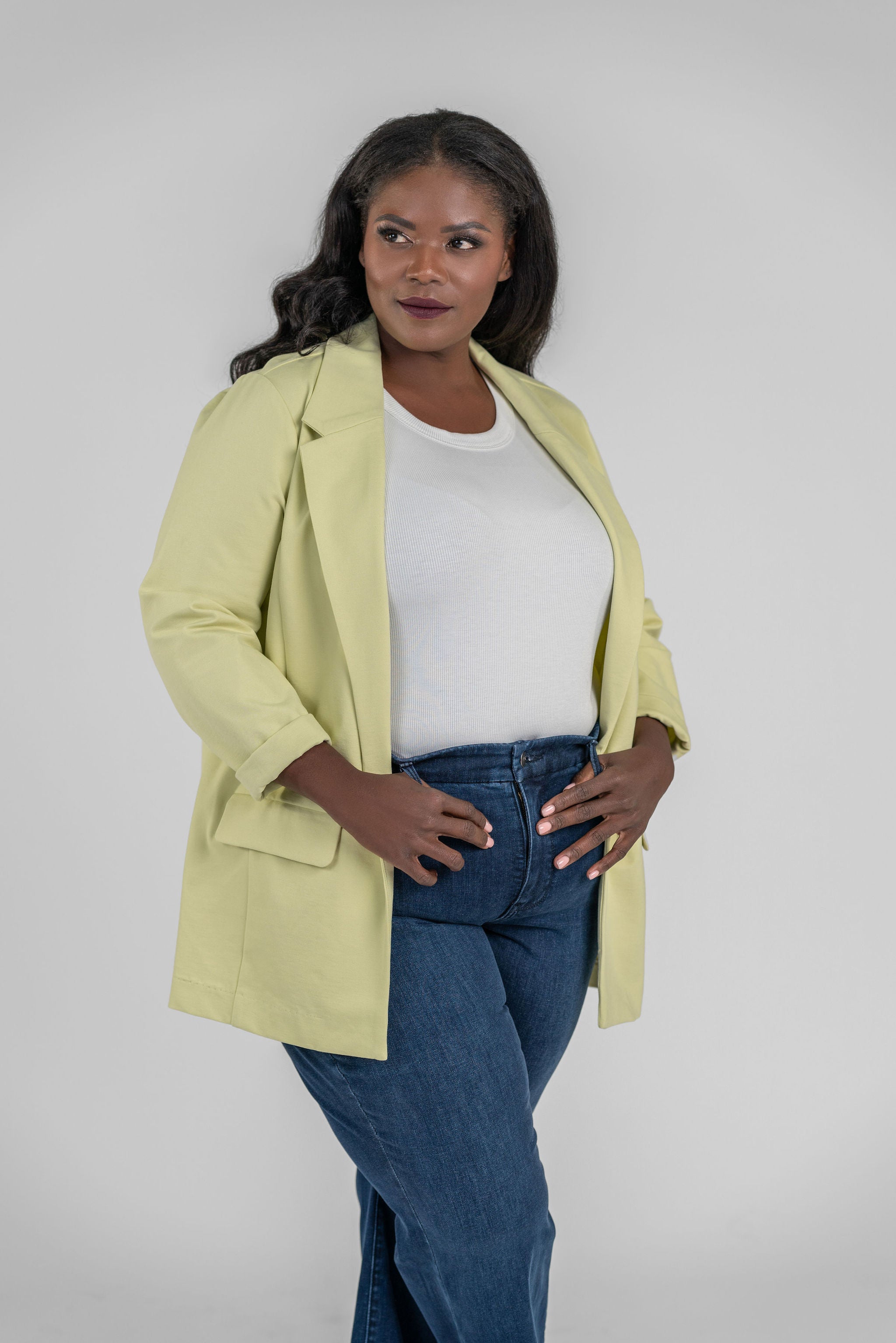 BOYFRIEND BLAZER WITH PRINCESS DARTS plus-size - AMOUR781