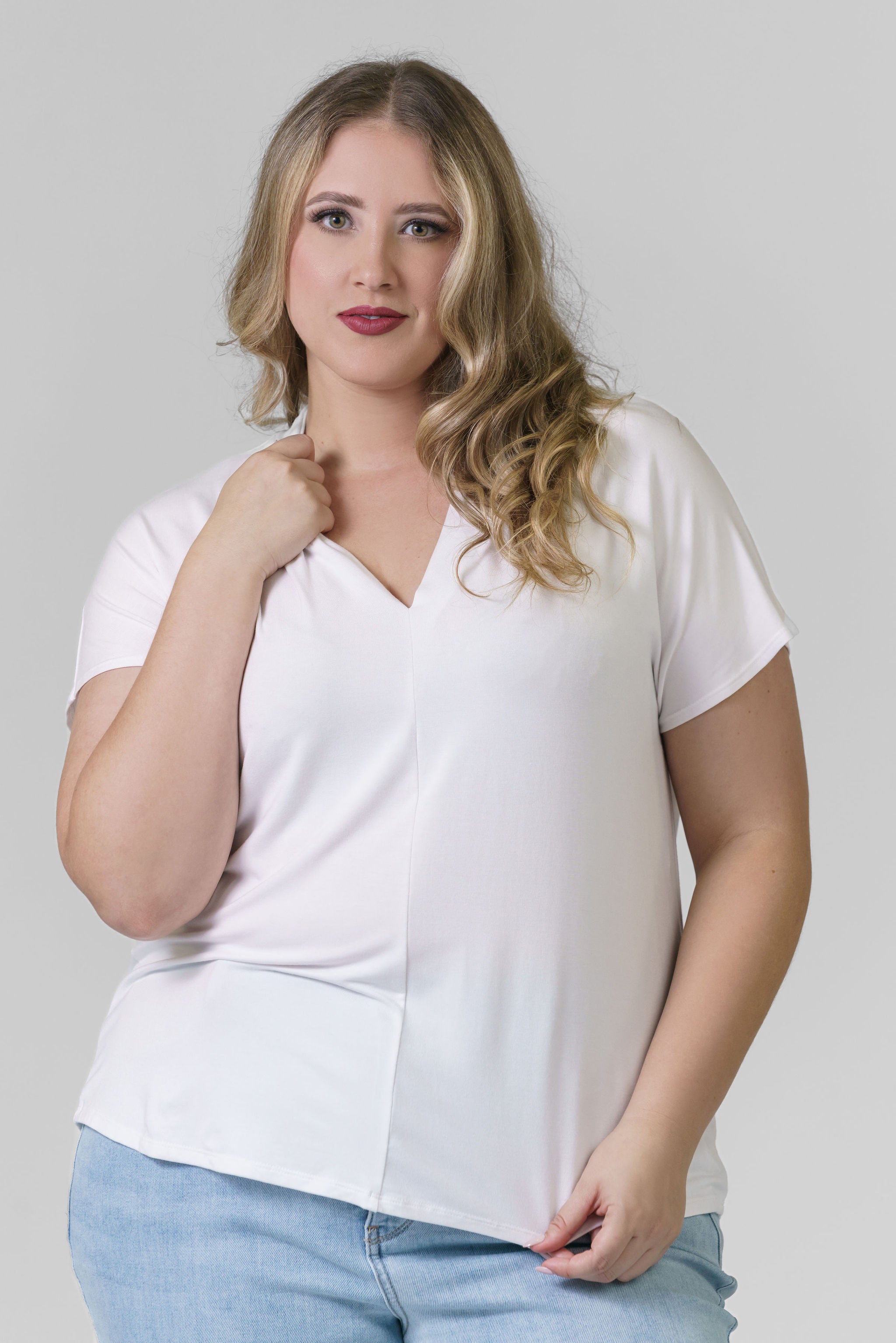 DOLMAN SLEEVE KNIT TOP WITH SHAWL COLLAR plus-size - AMOUR781
