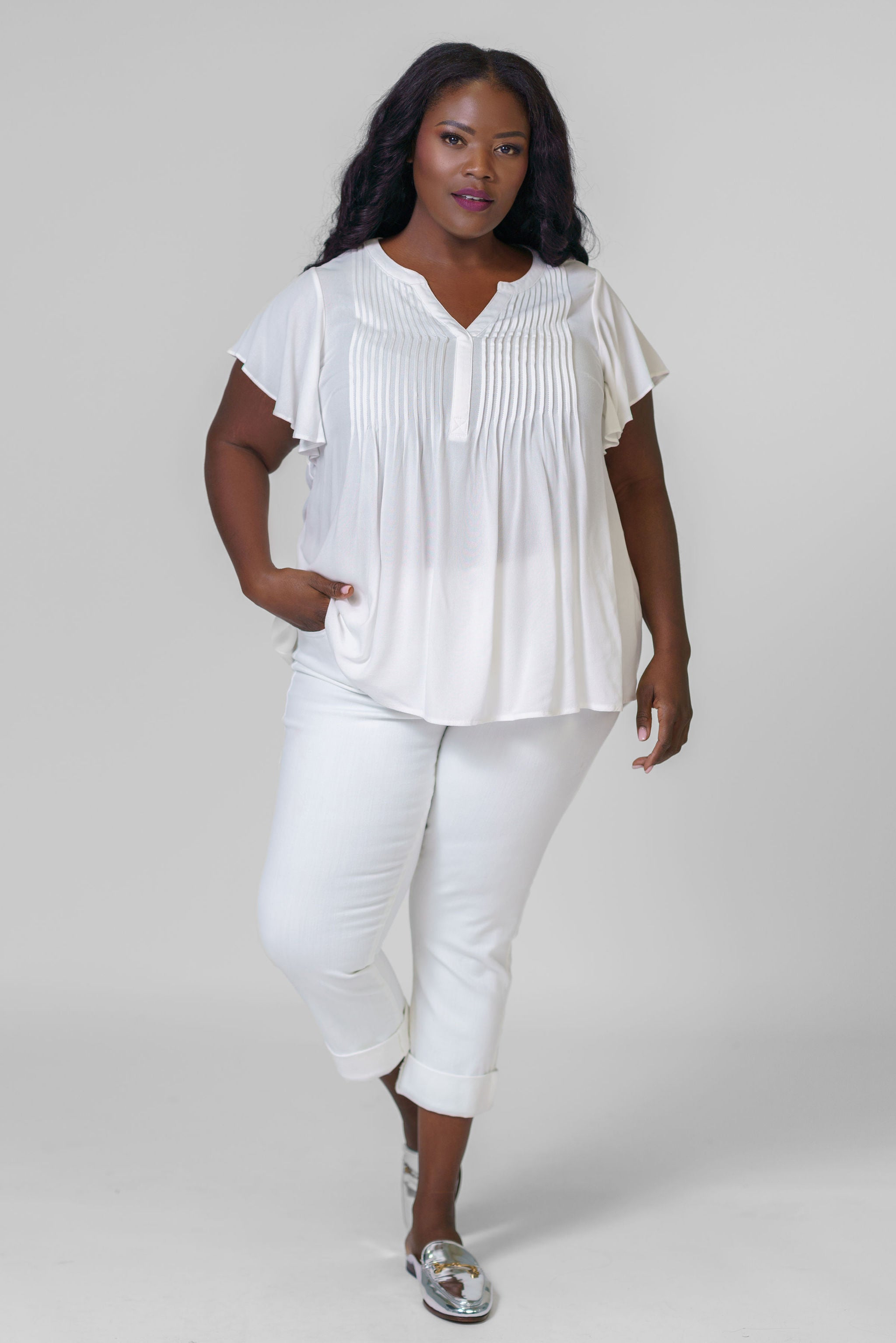 CHARLIE CROP WIDE ROLLED CUFF 24" JEAN plus-size - AMOUR781