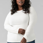 LONG SLEEVE BOAT NECK KNIT TOP plus-size - AMOUR781