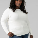LONG SLEEVE BOAT NECK KNIT TOP plus-size - AMOUR781
