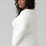LONG SLEEVE BOAT NECK KNIT TOP plus-size - AMOUR781