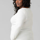 LONG SLEEVE BOAT NECK KNIT TOP plus-size - AMOUR781