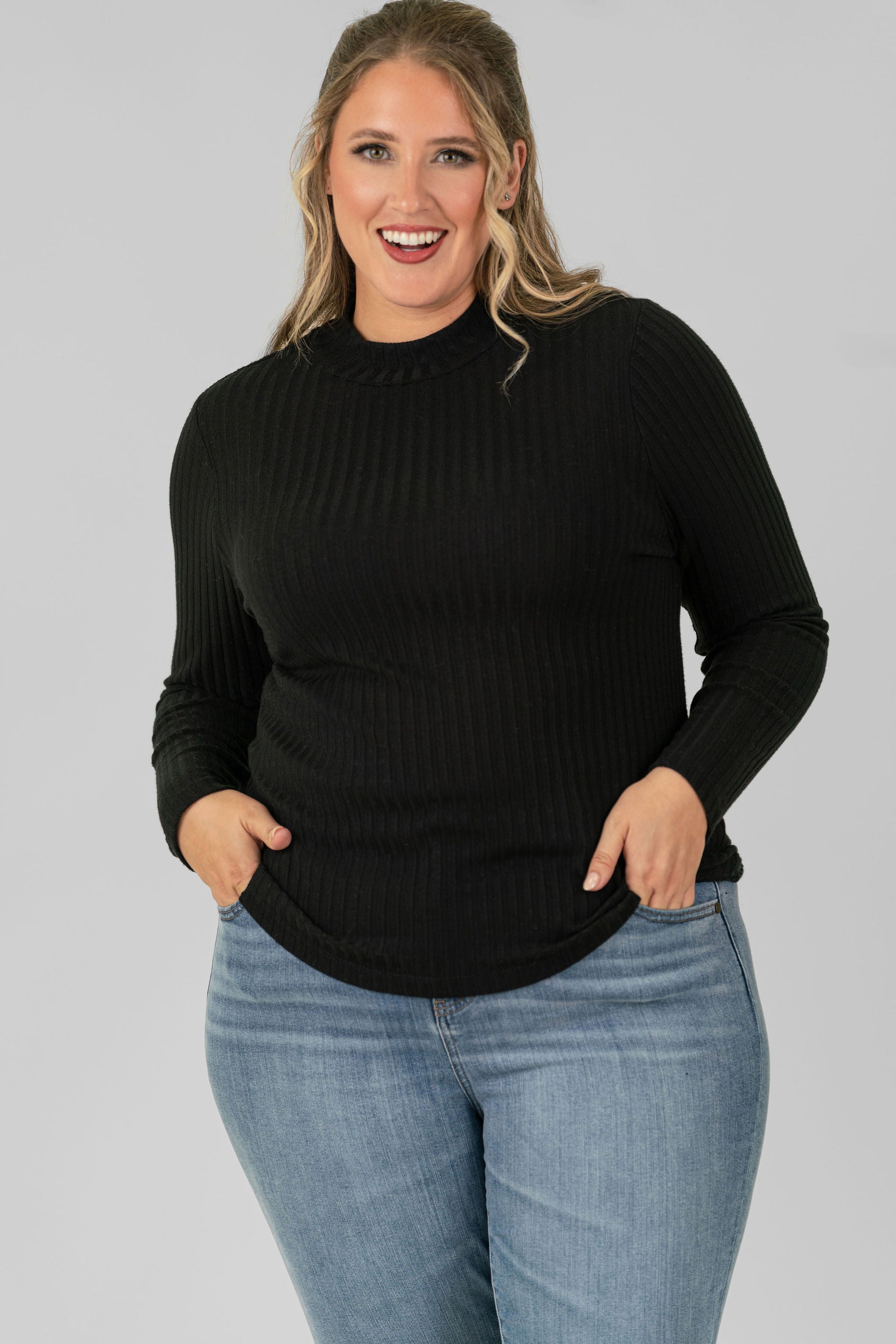 MOCK NECK KNIT TOP plus-size - AMOUR781