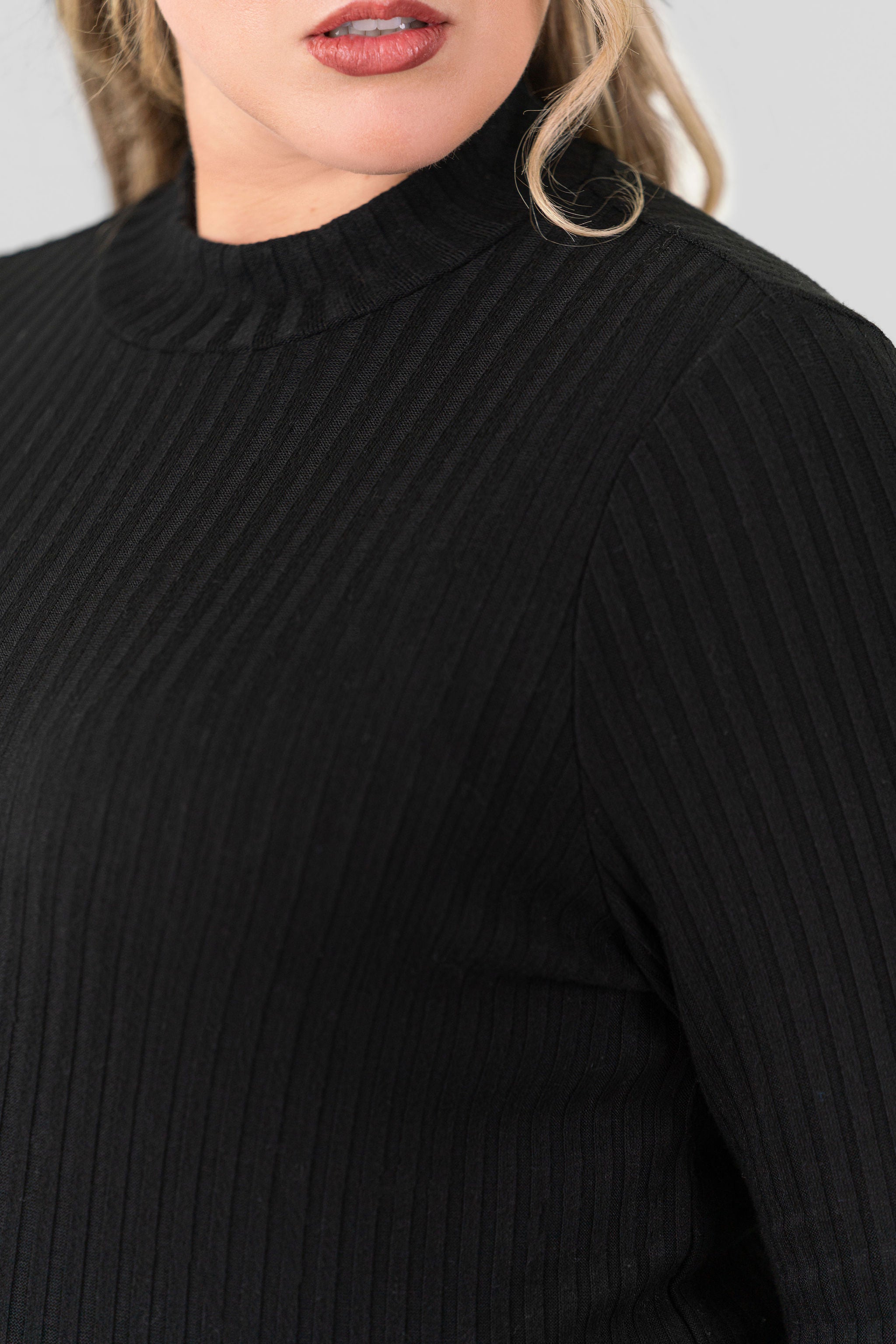 MOCK NECK KNIT TOP plus-size - AMOUR781