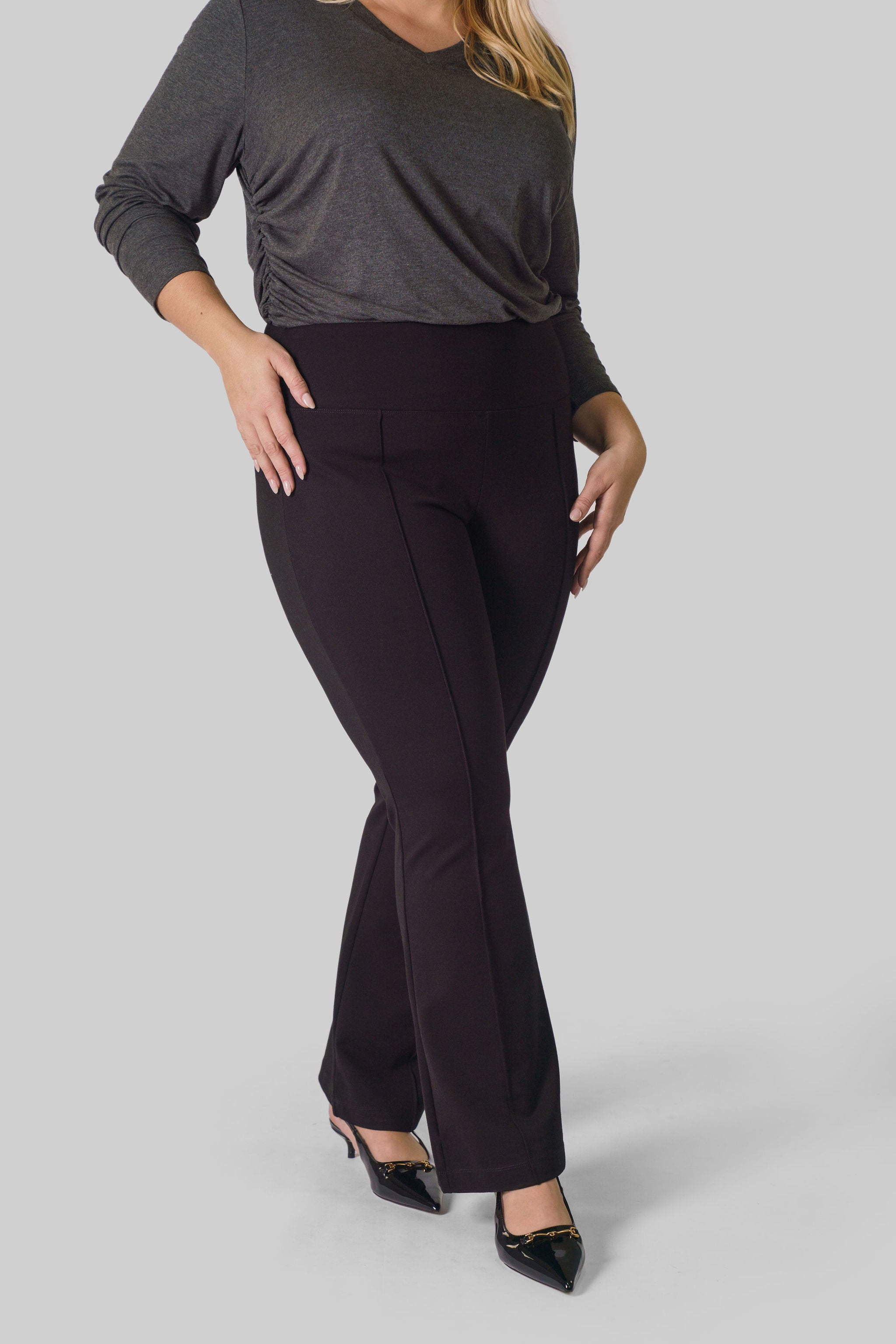 PEARL FULL LENGTH FLARE WITH PINTUCKS plus-size - AMOUR781