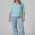 V-NECK POPOVER WOVEN BLOUSE plus-size - AMOUR781