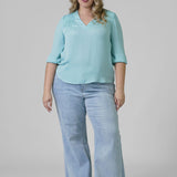 V-NECK POPOVER WOVEN BLOUSE plus-size - AMOUR781