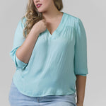 V-NECK POPOVER WOVEN BLOUSE plus-size - AMOUR781