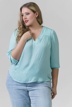 V-NECK POPOVER WOVEN BLOUSE - AMOUR781