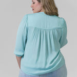 V-NECK POPOVER WOVEN BLOUSE - AMOUR781