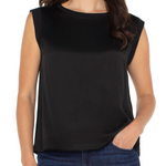 SLEEVELESS WOVEN TO KNIT TOP plus-size - AMOUR781